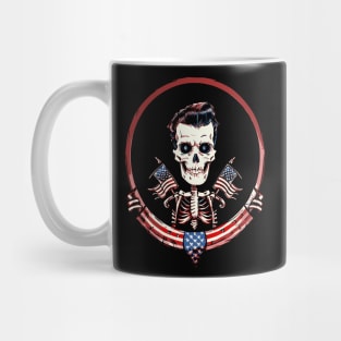 Fun Retro Patriotic Rockabilly Skeleton Mug